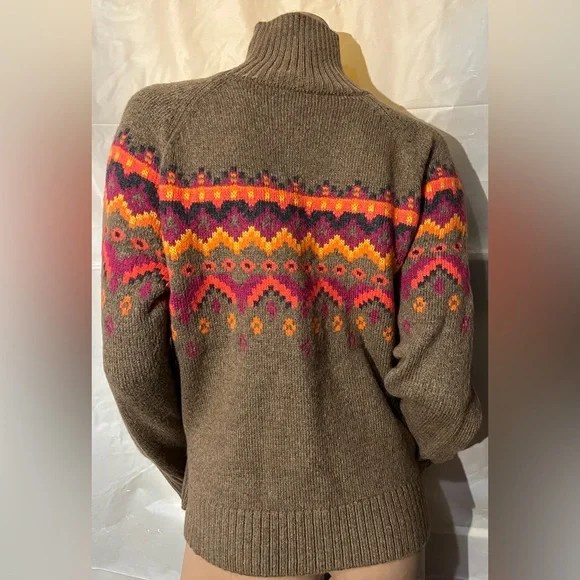 Lou & Grey for Loft Multicolor Patterned Turtleneck Knit  Sweater Size M - Picture 7 of 9